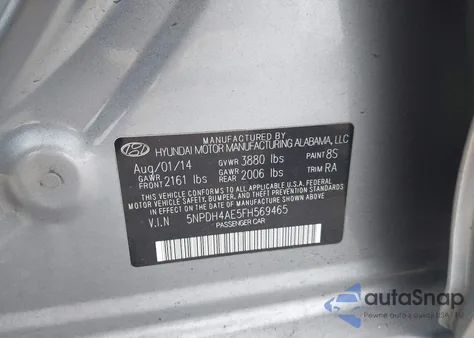 2015 Hyundai Elantra Se z USA, uszkodzony, nr VIN 5NPDH4AE5FH569465